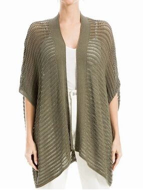 Max Studio London Olive Open Knit Kimono Cardigan 2X Boho Lightweight